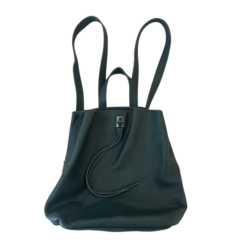 Rebecca‎ Minkoff Darren Signature Leather Backpack Bottle Green Gunmetal